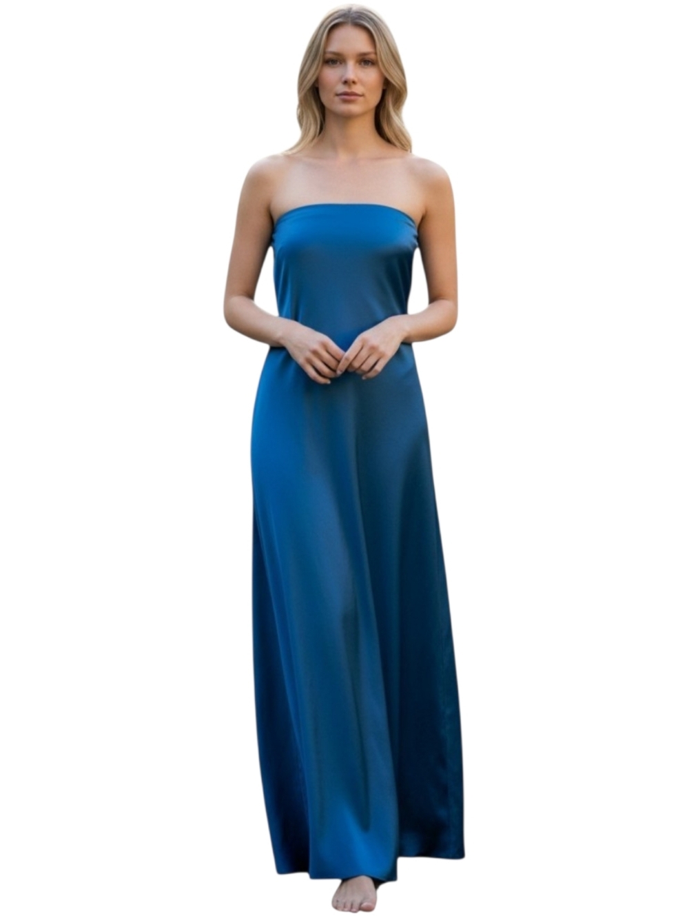 Revolve Joie Dark Teal Strapless Silk Maxi Dress Size Small